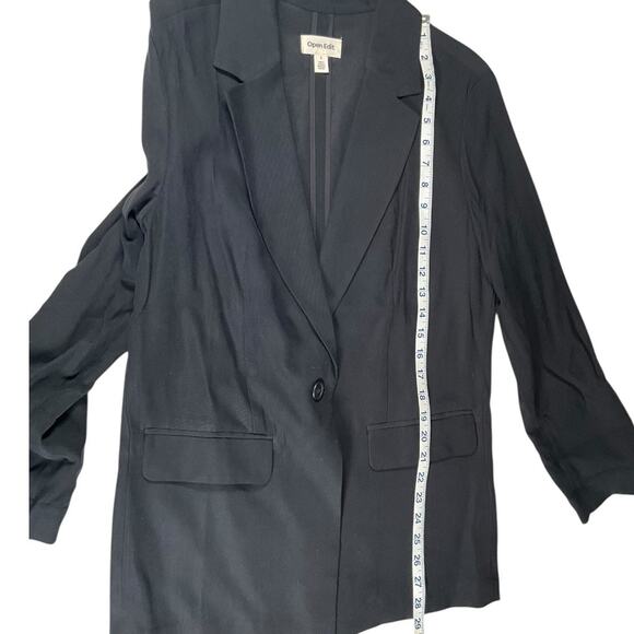 Open Edit Black Longline Blazer Size S | Minimalist Classic Office Chic - Picture 9 of 11
